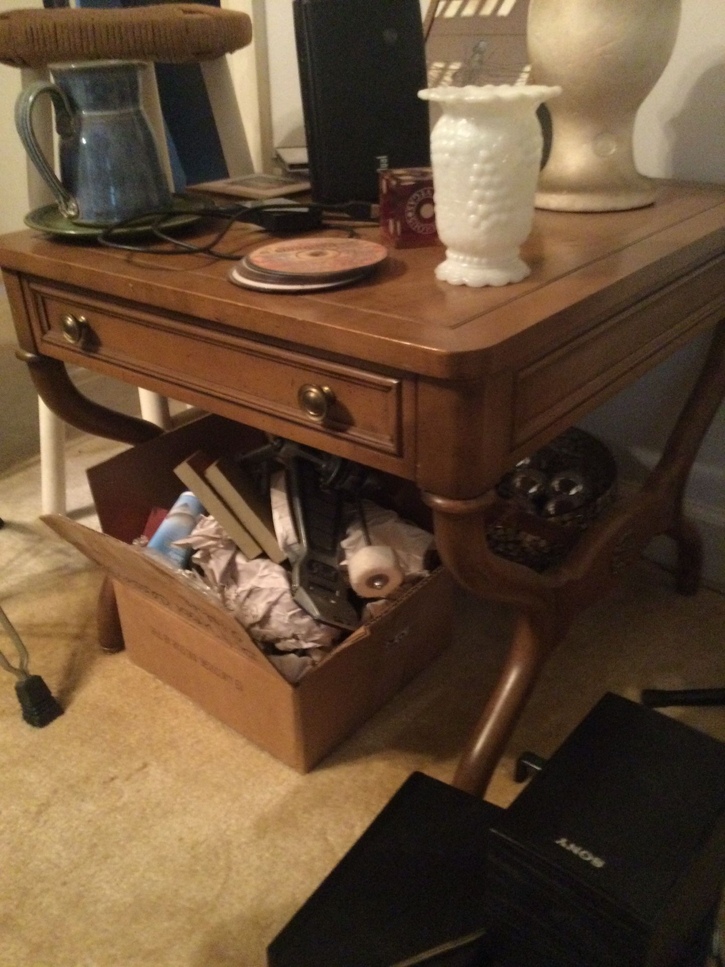 Two Twin Antique Tables With One Drawer