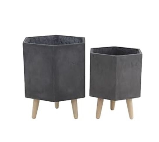 2 Ceramic Planters (Grey)