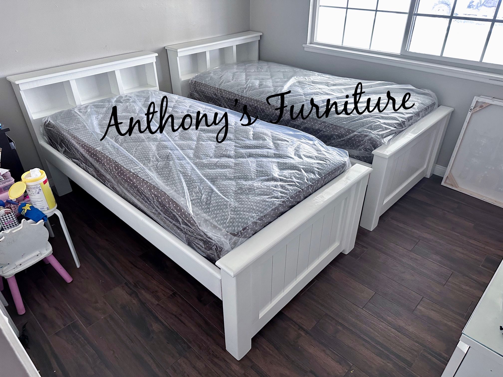 White Twin bed With Mattress
