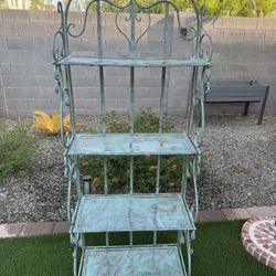 Green Antiqued Metal Weather Resistant Shelf