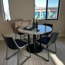 MUST GO Marble Color 4 Piece Dining Table 