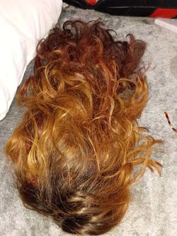 Curly Ombre Wig Red Brown to Blonde