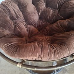 Large Ratan Chair Never Used Brown And Soft Furry Pillow Type Material