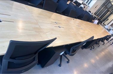 Sale***COMMERCIAL GRADE: Solid Malaysian Oak black steel base/office desks training classroom tables