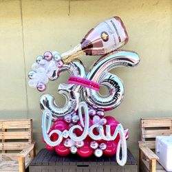 Champagne Birthday Balloon  Arrangement 