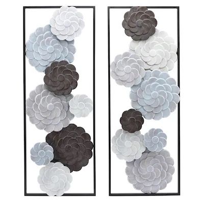 LuxenHome 13.4-in W x 35.4-in H Metal Floral Wall Sculpture .WHA1674