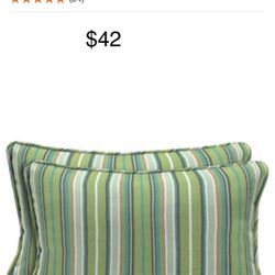#68: Home Decorators Collection Sunbrella Foster Surfside Lumbar Outdoor Throw Pillow (2-Pack)