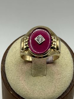 10k Ring With A Ruby And Diamond 