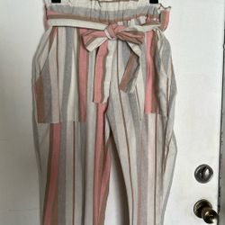 Long Cotton Pants Large Stripes Size Large 