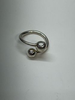 Sterling Silver 925 Mexico Double Ball Bypass Ring Size 8 Modern Minimalist