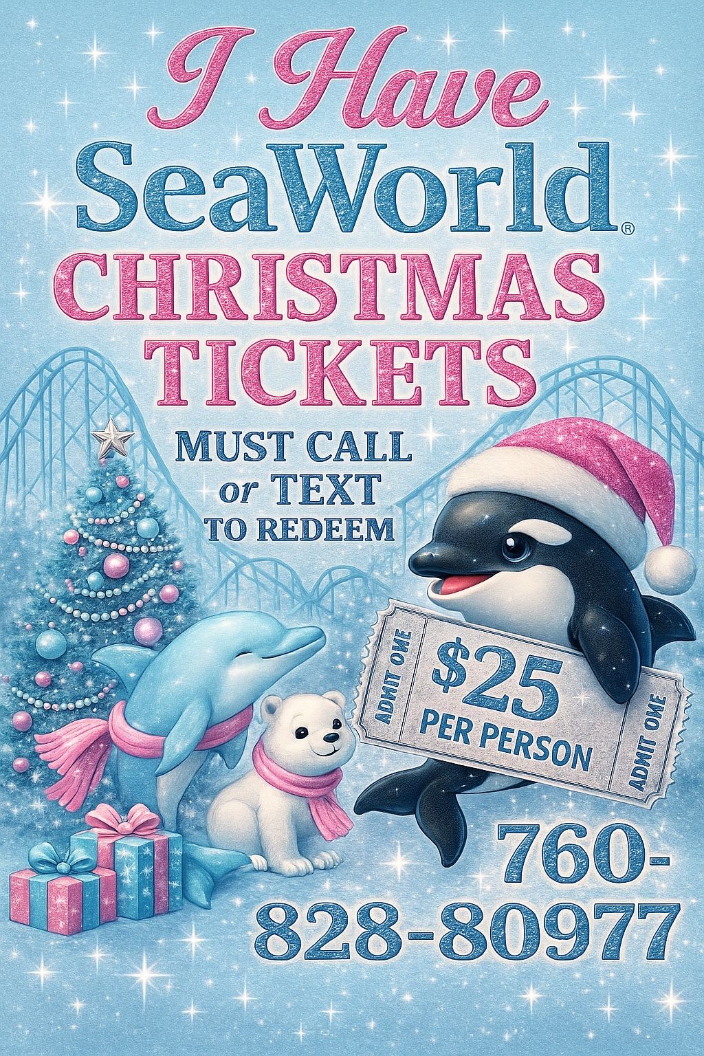❄️🎄✨ SEAWORLD 🎟️ SAN DIEGO  🎟️  TICKETS! ✨🎄❄️ 🎅🎢 Christmas Celebration • Holiday Lights • Guaranteed Entry!  Step into SeaWorld’s Chri
