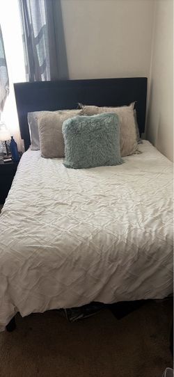 Full Bed Frame with Black Headboard