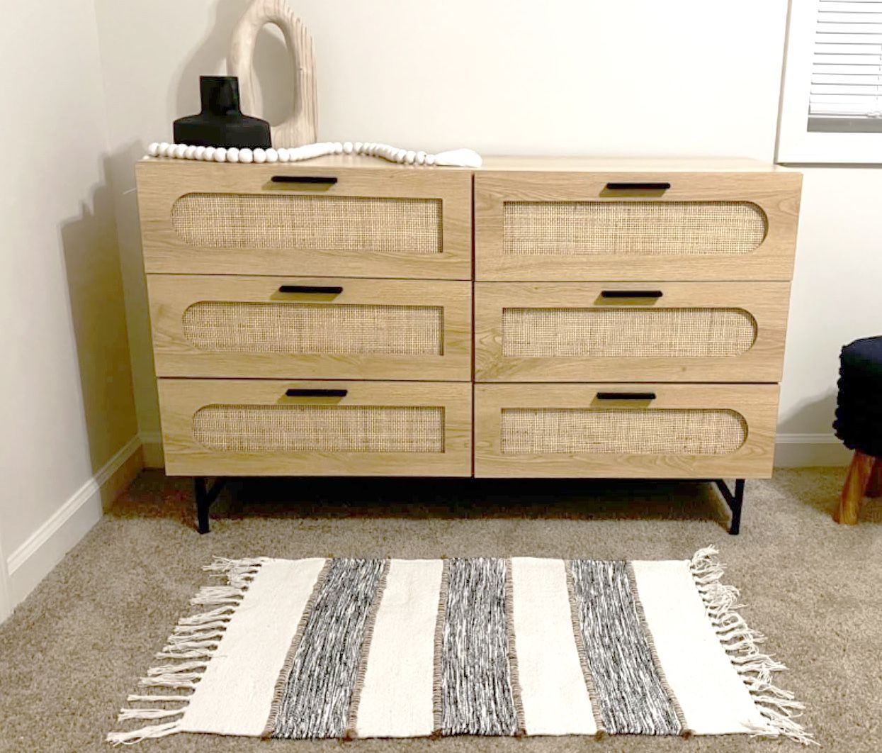 Brand New Rattan Dresser – 6 Drawer Modern Boho Cabinet
