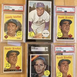 👀 (3) SANDY KOUFAX TOPPS BASEBALL CARDS (1958 & 1959) * (2) GRADED 