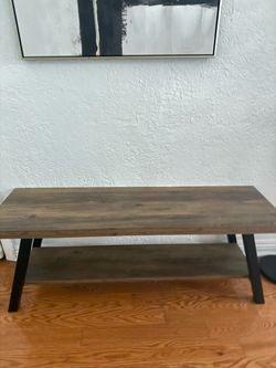 47” Wooden Bench with Metal Legs