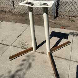 1980s Vintage Chromecraft Table Legs White and Walnut 