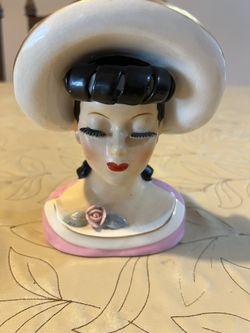 Mid Century Vintage Lady Head Vase,50's Japan, Mid Century
