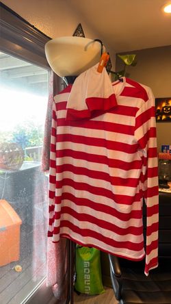 Red and White Striped Long Sleeve Shirt