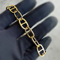 Jewelry 14k hallow yellow Gold CD French link bracelet 8.00” 7.00grams 11.00mm