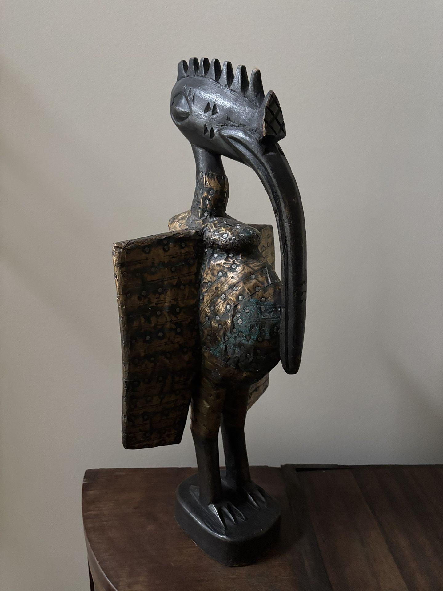 Original West African Art - Calaio Wood/metal Figure 15”