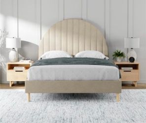 Wayfair King Upholstered Platform Bed - Light gray