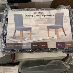 Dark Grey Dining Chair Slipcovers