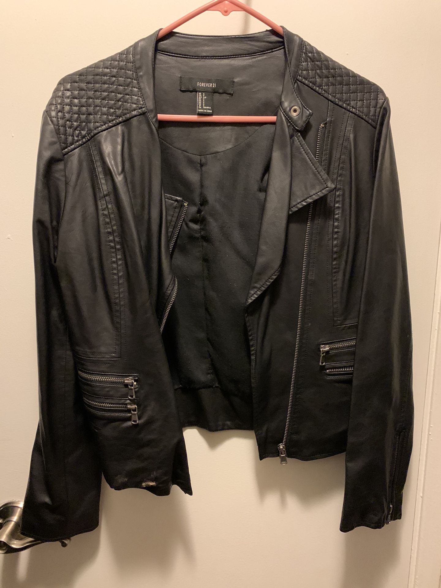 Size small black leather jacket
