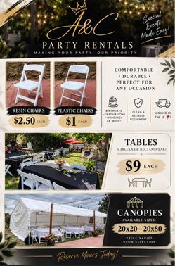 Sillas,mesas,carpas—- chairs,tables,canopies!!!!!