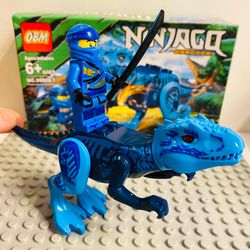 Ninjago Ninja and Blue Dinosaur Set | New Custom LEGO Compatible Toys