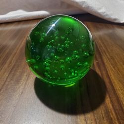 Emerald Green Glass Paperweight 3.5" Tall
