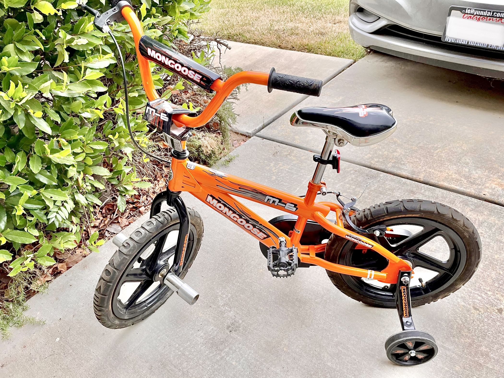 MONGOOSE 16” BMX Bike • Mag Wheels, Chrome Pegs, Training Wheels, Lightly Used