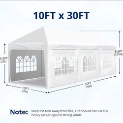  Party Tent 10x30 Outdoor Gazebo Canopy with 8 Removable Sidewalls, Waterproof Wedding, Patio, – UV Protection for Events & Gatherings
