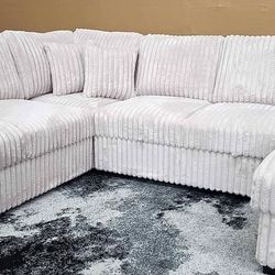 CORDUROY IVORY BRAND NEW SECTIONAL SAME DAY DELIVERY 