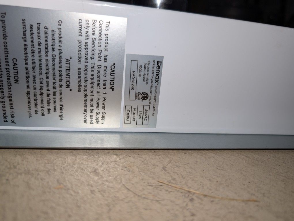 Eemax Electric Tankless Water Heater