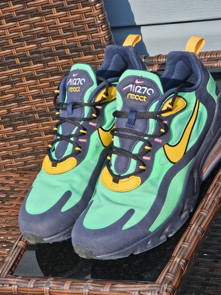 Nike Air Max 270 React 'Pop Art' Sneakers A04971 300 Sz 11 Pre Owned