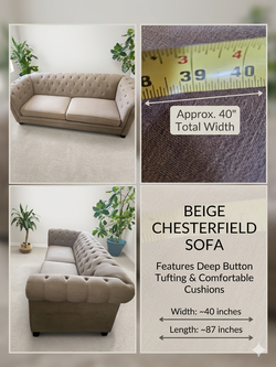 Stunning Greige Chesterfield Set