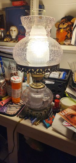 Vintage cracked glass hurricane lamps