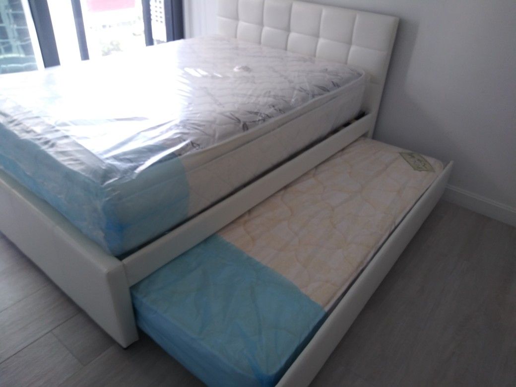 Full twin trundle bed with mattress brand new free delivery