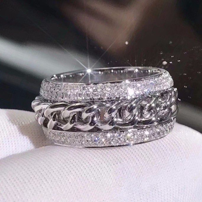 "925 Silver Plated Three Layer Promise Anillos Fashion Luxury Eternity Ring, L510
 
