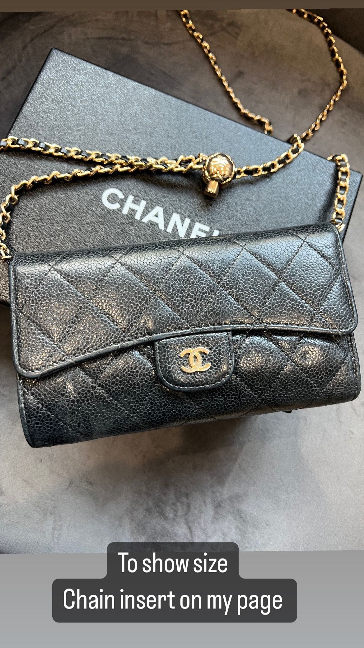 Chanel caviar timeless wallet on chain