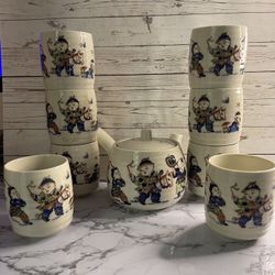 Hawaii vintage, antique Asian sake tea set. 