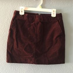 Corduroy Maroon/Plum Mini Skirt By BANANA  REPUBLIC 