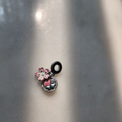 Charm - Flower & Hearts- Silver And Pink