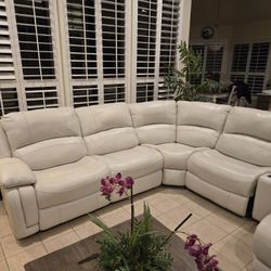 White Sectional Leather Couch Recliner 