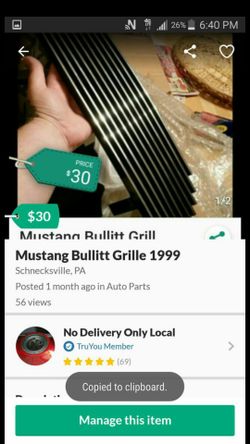 Mustang Bullitt Grille 1999