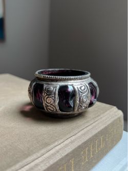 Small Tibetan Glass Trinket Dish ( firm on price )