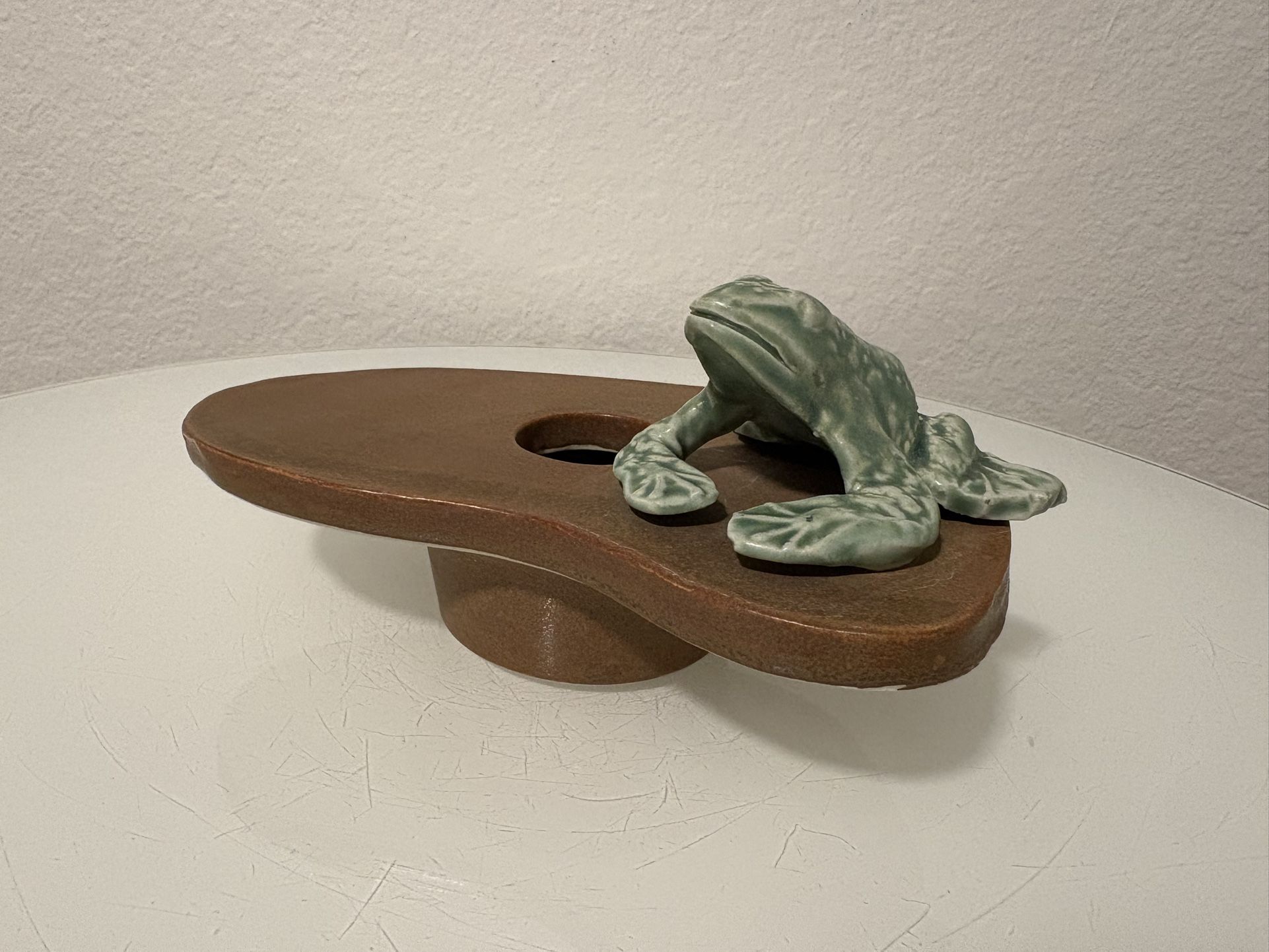 Frog Ceramic Vase with Metal Pin Flower Frog Insert