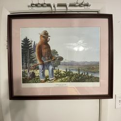🖼️ Smokey Bear “Still on Guard” – Signed by Rudy Wendelin – Framed – Excellent Condition – 32x2