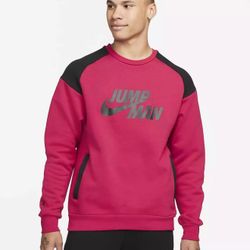 Nike Jordan Jumpman Fleece Crew Pullover Red/Black Men Size L