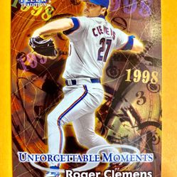 Roger Clemens 1998 Fleer Tradition “Unforgettable Moments” Card